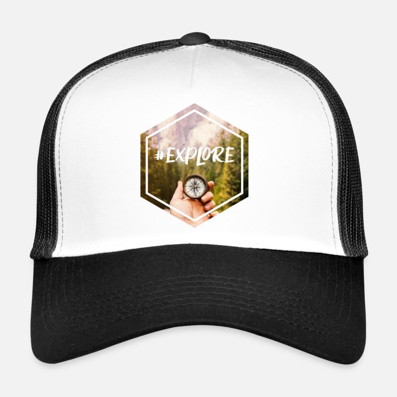 #Explorer - Casquette trucker - blanc/noir