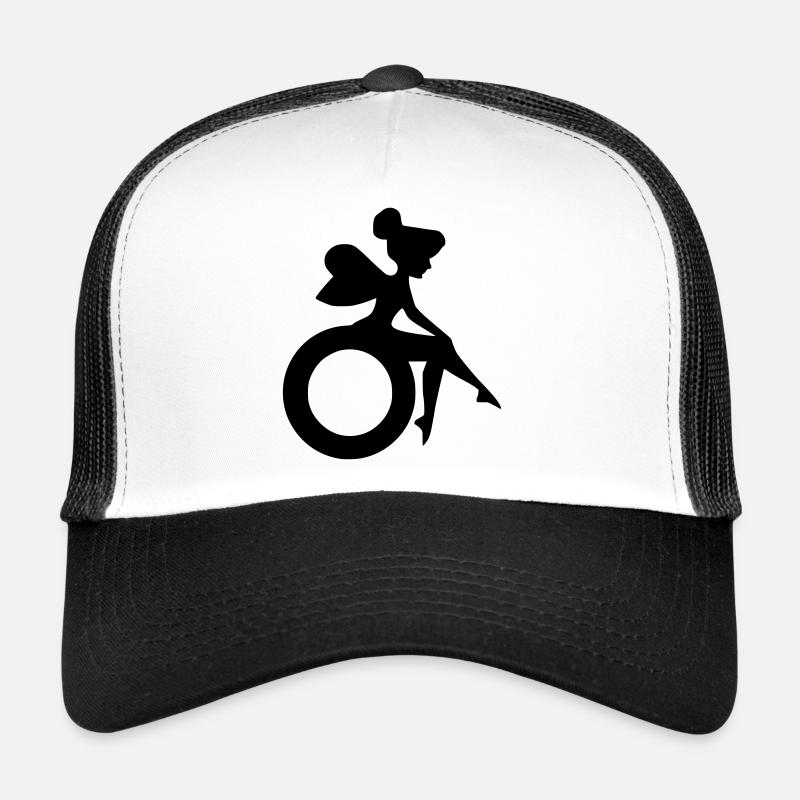 Bild einer Fee im Rollstuhl # - Trucker Cap - Weiß/Schwarz