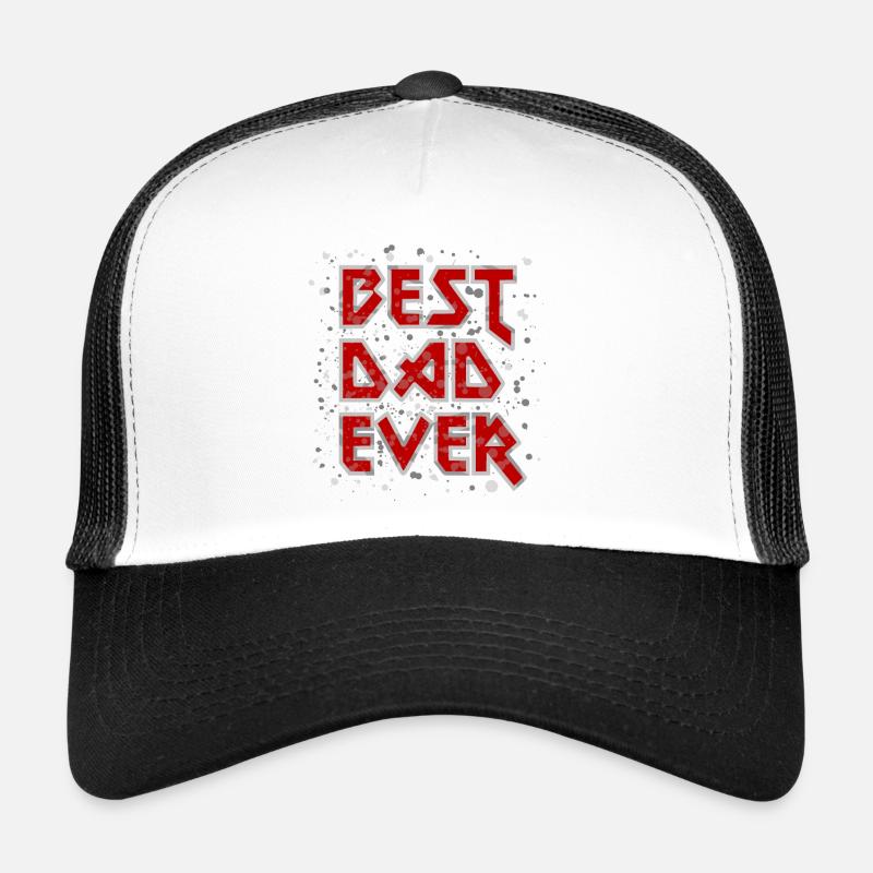 Best Dad Ever metal rock cool Spruch rot Vater - Trucker Cap - Weiß/Schwarz