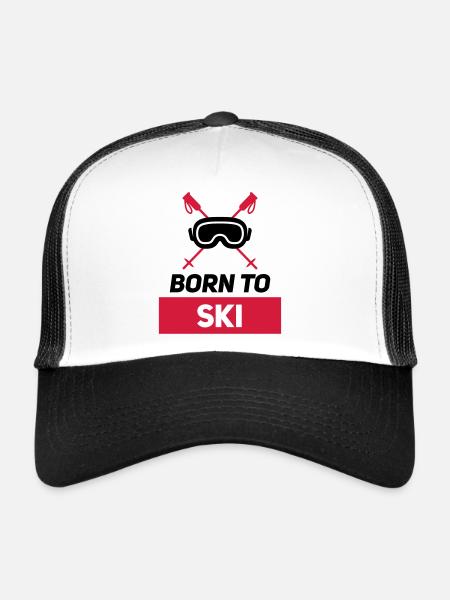 BORN TO SKI - Trucker Cap - Weiß/Schwarz - Vorne
