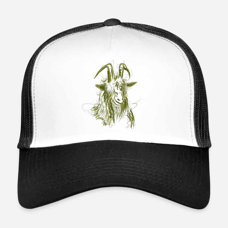 chèvre (vert) - Casquette trucker  - blanc/noir