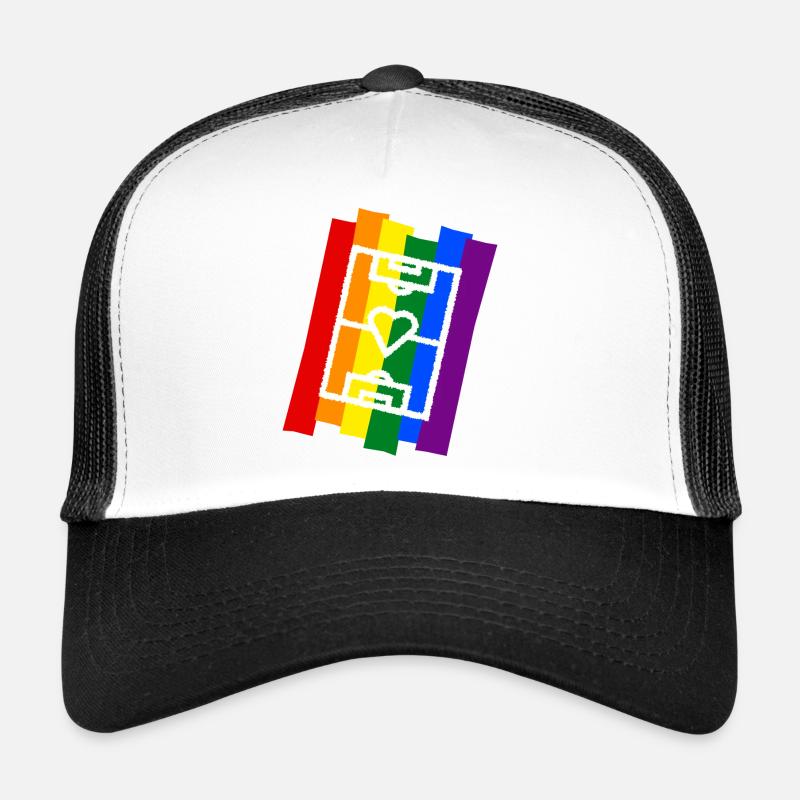 Fußballfeld mit Herz Regenbogen - Trucker Cap - Weiß/Schwarz