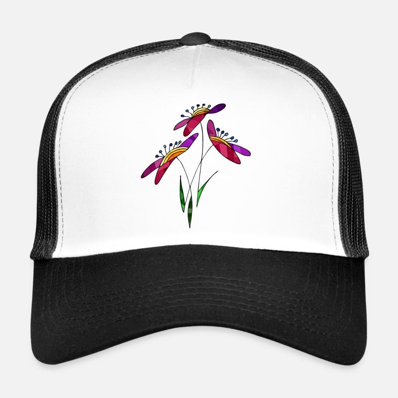 Fleurs - Casquette trucker  - blanc/noir