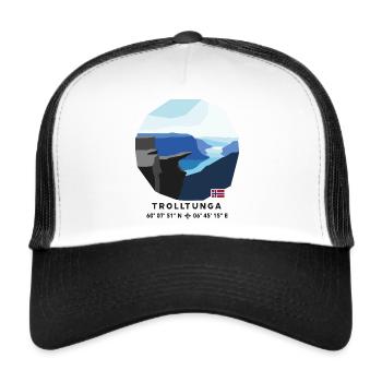 Trolltunga Fels Hardangerfjord Norway Flag - Trucker Cap - white/black - Front