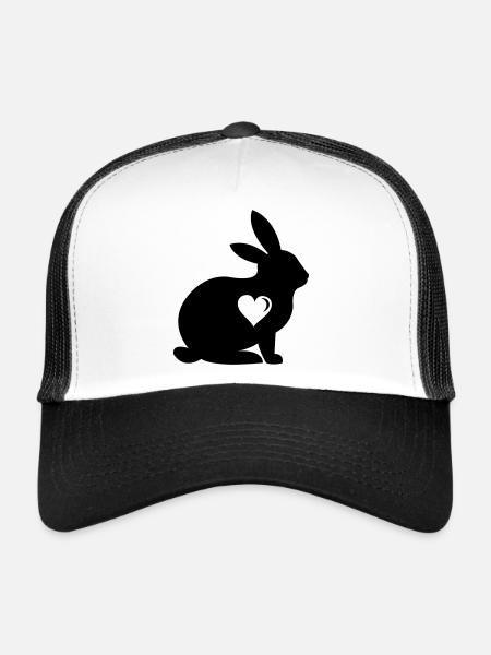 lapins amour - Casquette trucker  - blanc/noir - Devant