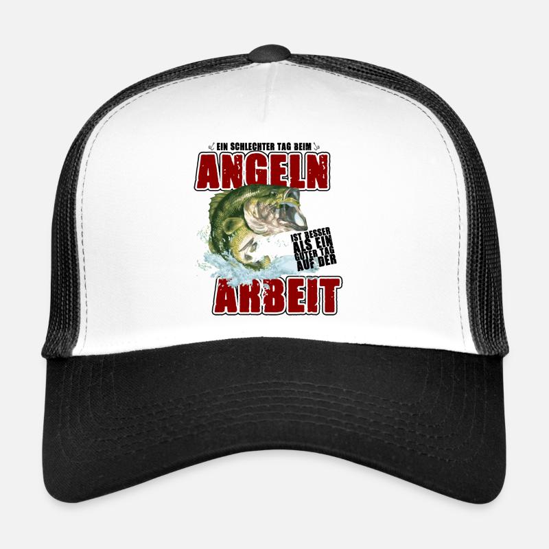 Ein schlechter Tag beim Angeln besser als Arbeit - Trucker Cap - Weiß/Schwarz