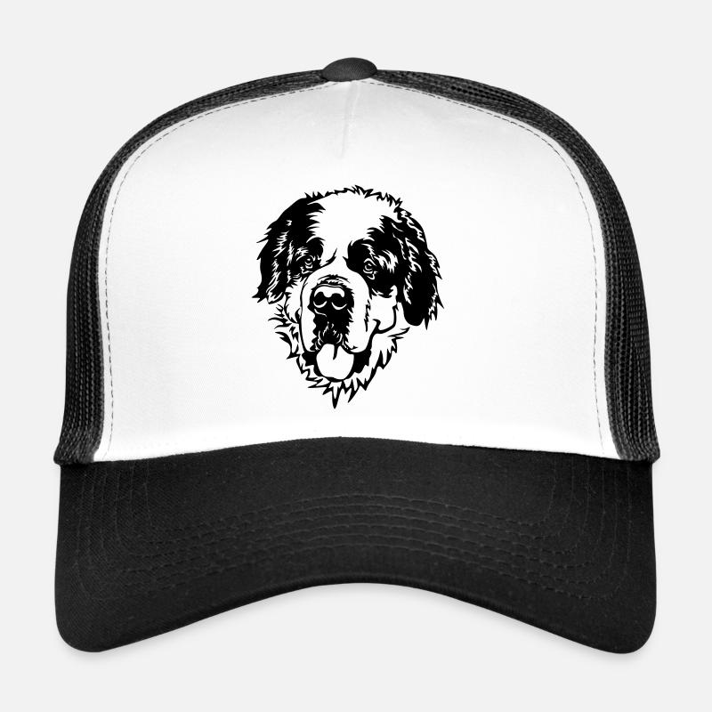 Bernhardiner Kopf - Trucker Cap - Weiß/Schwarz