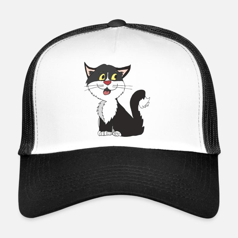 katze schwarz weiss - Trucker Cap - Weiß/Schwarz