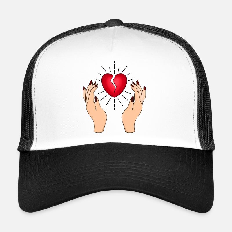 Broken Heart Tattoo Design - Trucker Cap - white/black