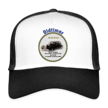 Oldtimer, lustiger Spruch, Geburtstag, - Trucker Cap - Weiß/Schwarz - Vorne