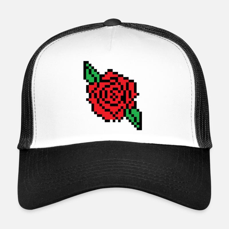 Rose Flower Pixel Art - Trucker Cap - white/black
