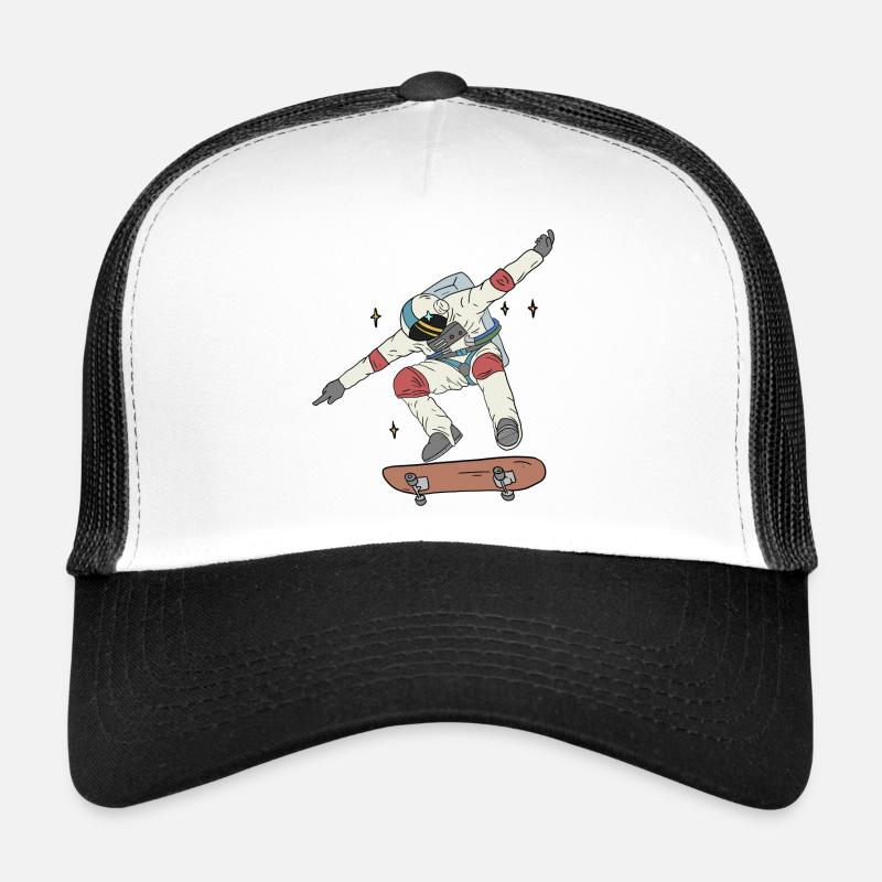 Astronaut Skater Space Skateboard Gift - Trucker Cap - white/black