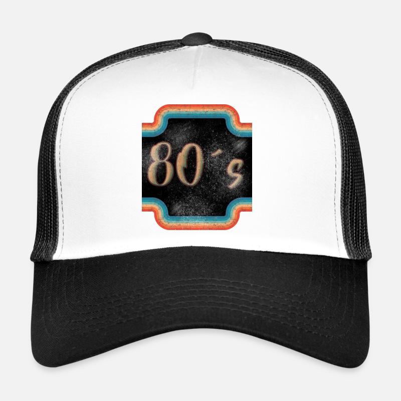 80s - Casquette trucker - blanc/noir