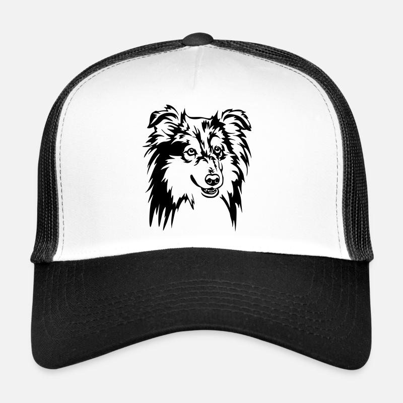 Tête de Sheltie - Casquette trucker  - blanc/noir