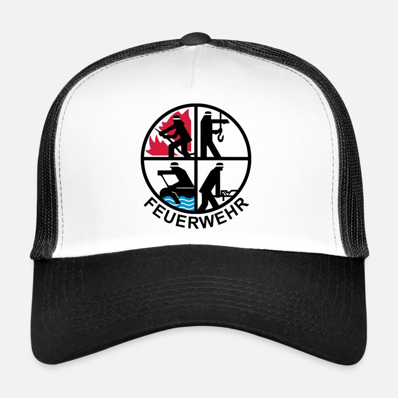 Feuerwehr 4 Logo 1 - Trucker Cap - Weiß/Schwarz