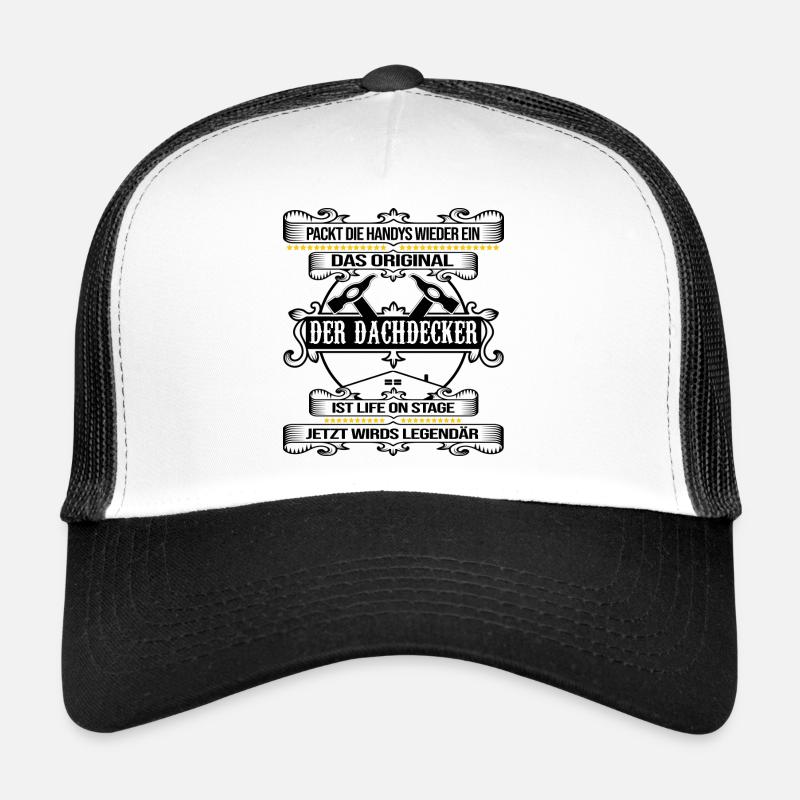 dachdecker legendärer roofer dach decken - Trucker Cap - Weiß/Schwarz