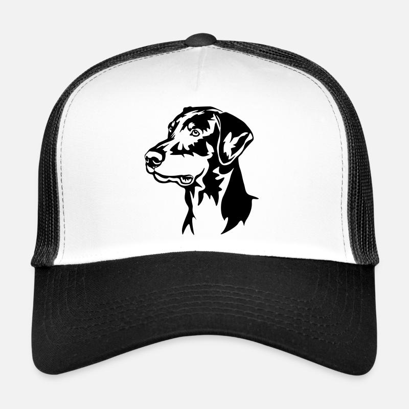 Dobermann Kopf - Trucker Cap - Weiß/Schwarz