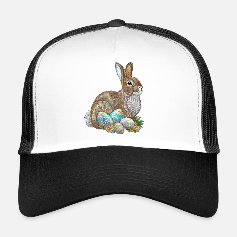 Easter Egg Hunt Zentangle - Trucker Cap - white/black
