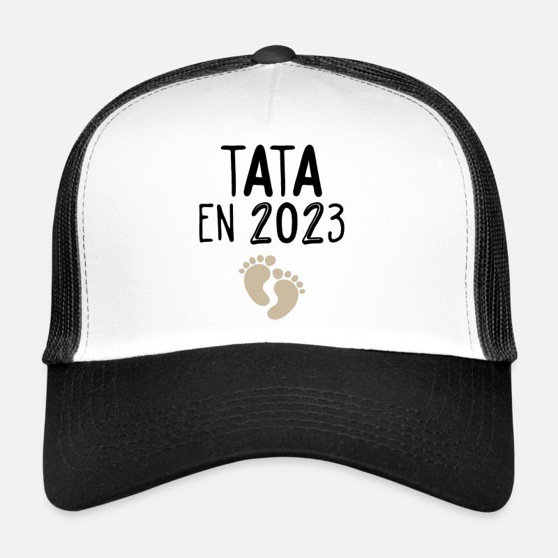 Tata - 2023 - Cadeau - Naissance - Anniversaire - Casquette trucker  - blanc/noir