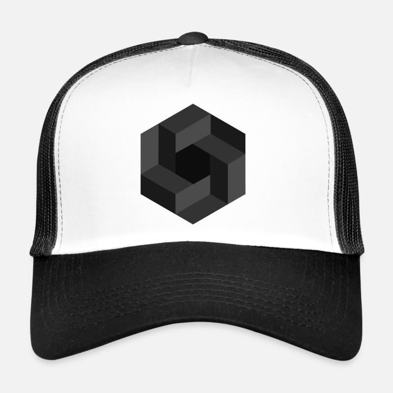 Abstract Geometric Pattern in Grayscale Trucker Cap