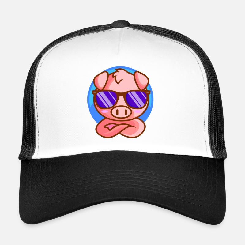 Petit porcelet avec lunettes de soleil Casquette trucker 