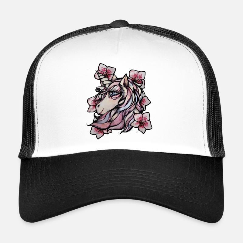 Einhorn Orchideen - Trucker Cap - Weiß/Schwarz