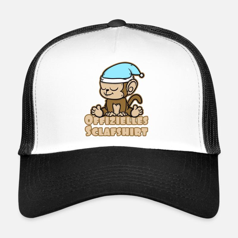 Offizielles Schlafshirt süßes Äffchen - Trucker Cap - Weiß/Schwarz