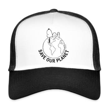 Peanuts Snoopy Save Our Planet Umwelt - Trucker Cap - Weiß/Schwarz - Vorne