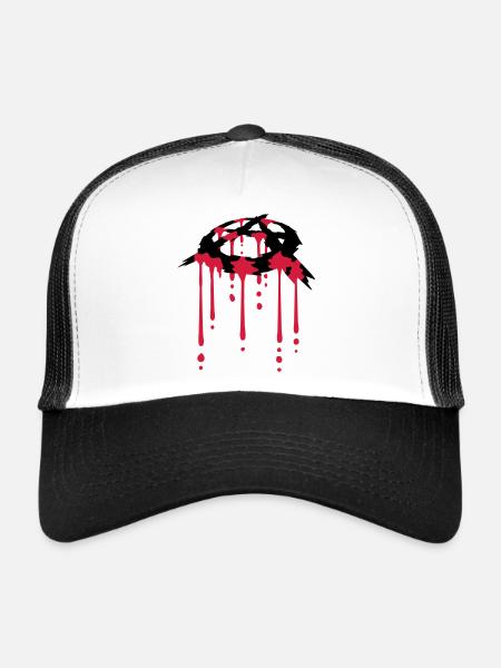 Goutte de symbole d'anarchie de sang - Casquette trucker  - blanc/noir - Devant