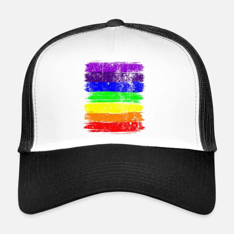 Lebendige Pride-Pinselstreifen - Trucker Cap - Weiß/Schwarz