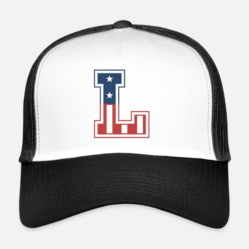 Buchstabe L USA - Trucker Cap - Weiß/Schwarz