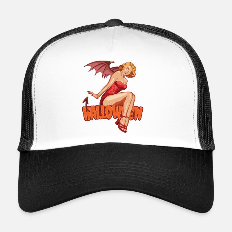 Halloween Vampir Lady Gruseliges Süßes oder Saures Outfit - Trucker Cap - Weiß/Schwarz