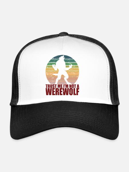 Fun Scary Werewolf Retro Halloween Trick or Treat - Trucker Cap - white/black - Front