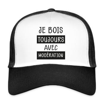 Je Bois Toujours Avec Modération Humour Homme - Casquette trucker  - blanc/noir - Devant