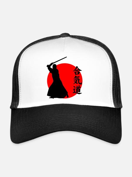 Aïkido - Casquette trucker  - blanc/noir - Devant