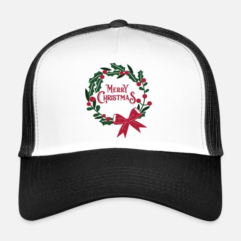 Couronne de Noël avec ruban rouge Casquette trucker 