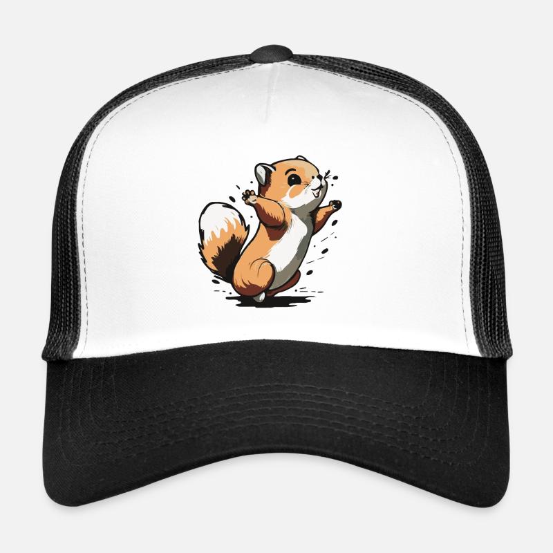 Eichhoernchen Écureuil Bande dessinée Mignon Kawaii 11 - Casquette trucker - blanc/noir