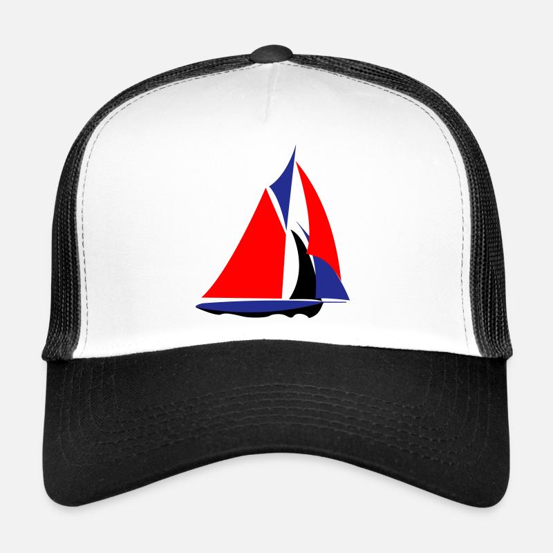Französisches Segelboot - Trucker Cap - Weiß/Schwarz