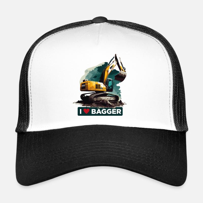 I Love Excavator, - Trucker Cap - white/black