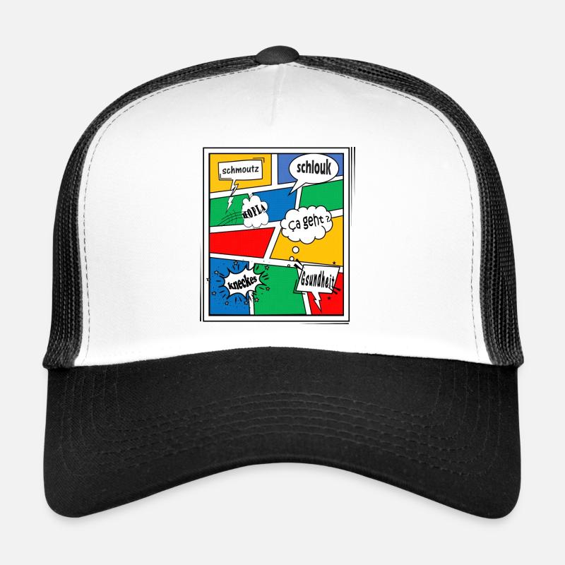 Alsace type BD - Casquette trucker  - blanc/noir