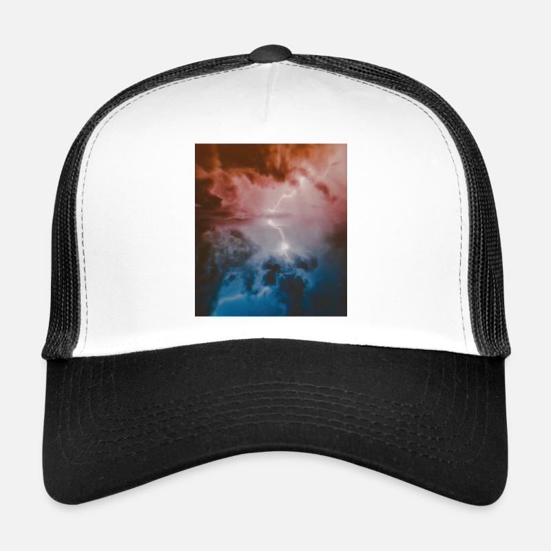 Rot Blau und Blitz - Trucker Cap - Weiß/Schwarz