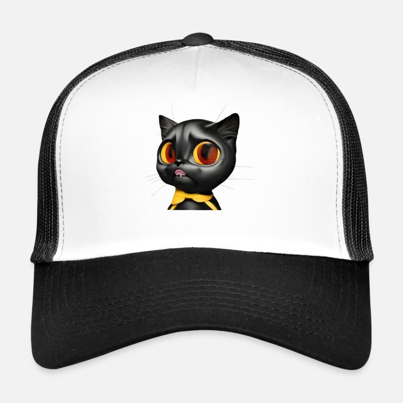 chat - Casquette trucker  - blanc/noir