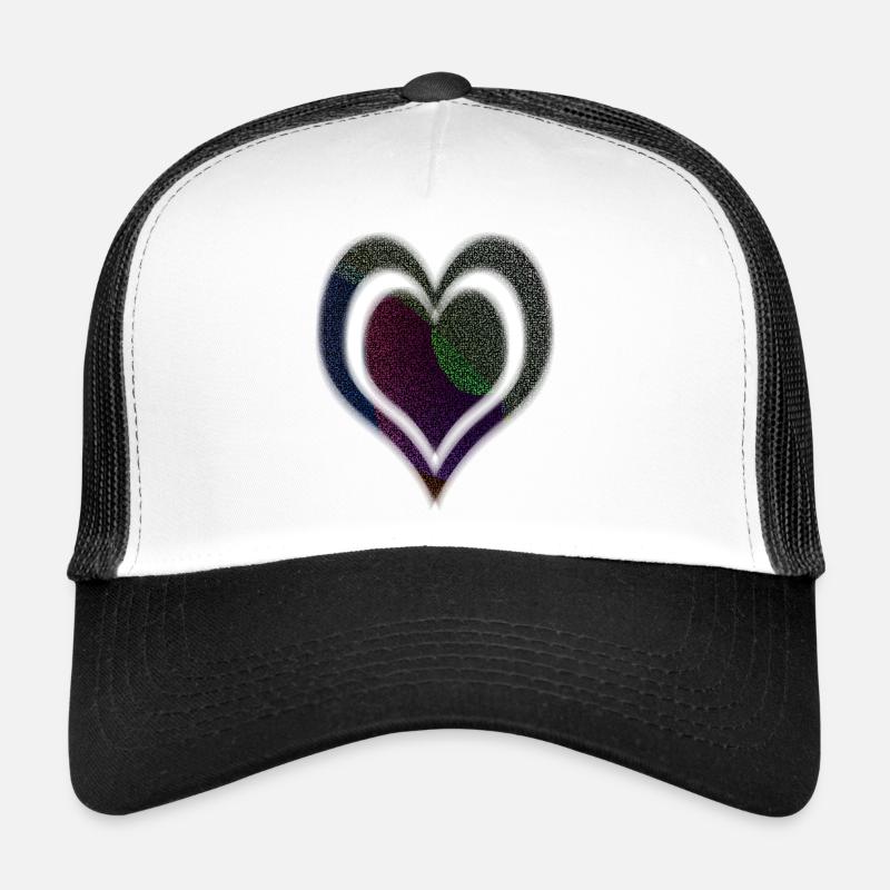 Double cœur - Casquette trucker - blanc/noir