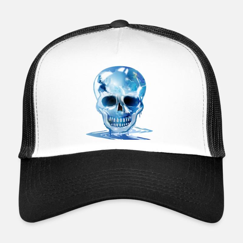 extravaganter schmelzender Totenkopf in Eis Farben Trucker Cap