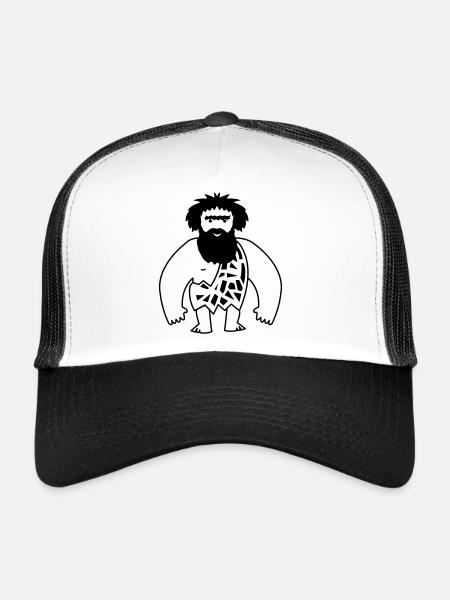 homme des cavernes - Casquette trucker  - blanc/noir - Devant
