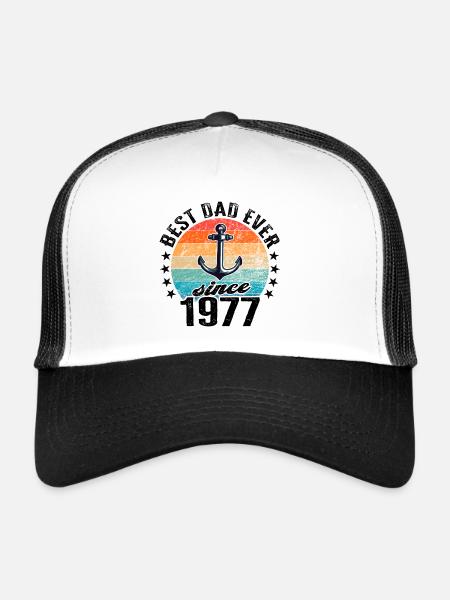 Meilleur papa du monde depuis 1977 Fête des Pères - Casquette trucker  - blanc/noir - Devant