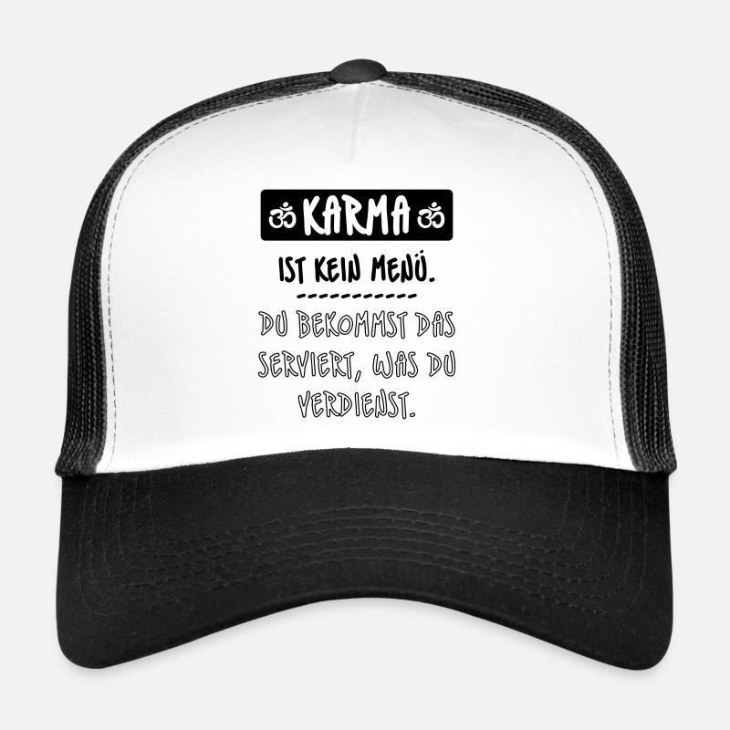 Karma, Schicksal, Buddha - Trucker Cap - Weiß/Schwarz