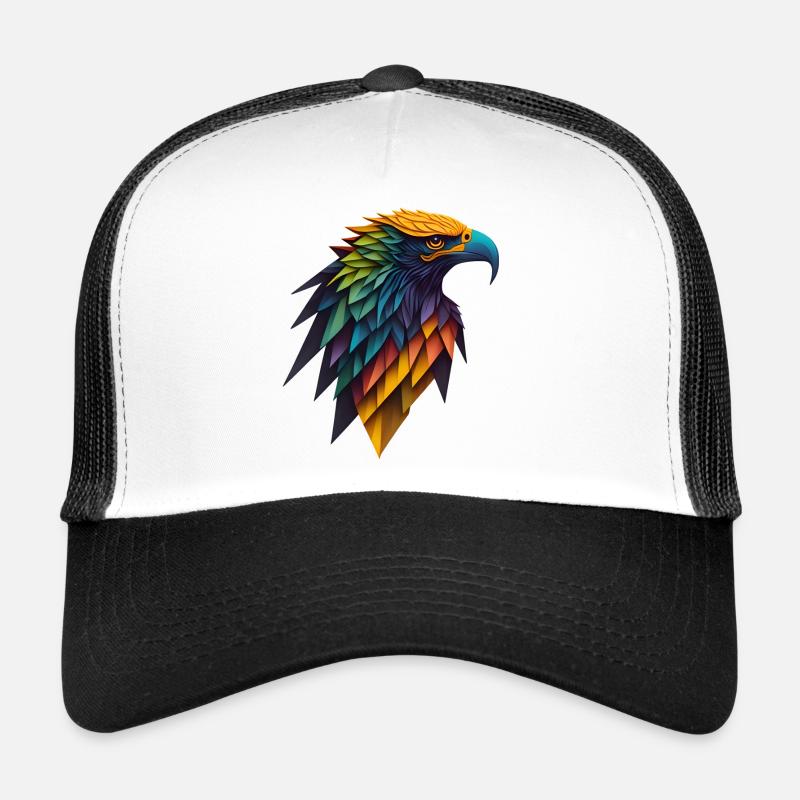Colourful Geometric Head of an Eagle - Trucker Cap - white/black