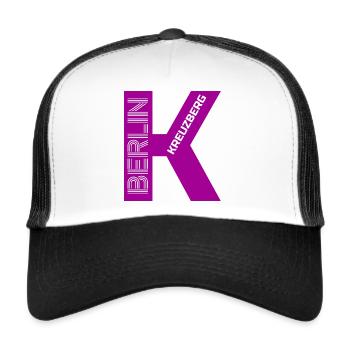 K wie Kreuzberg pink - Trucker Cap - Weiß/Schwarz - Vorne