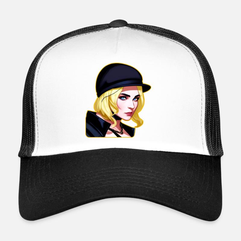 Fille blonde dans un style steampunk cool Casquette trucker 